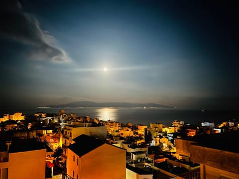 Night, Natural landscape, City view, Sea view