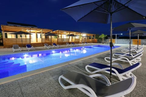 Property building, Night, Swimming pool, sunbed