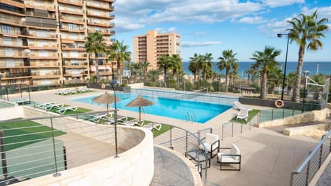 Property building, Natural landscape, Children play ground, Garden, Sea view, Swimming pool, Swimming pool, sunbed