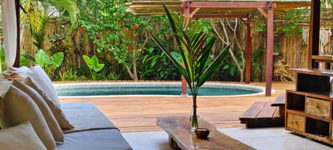 Patio, Day, Natural landscape, Garden, Living room, Garden view, Pool view, Swimming pool