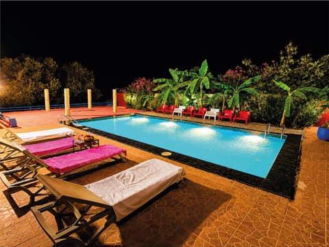 Night, Natural landscape, Pool view, Swimming pool, sunbed