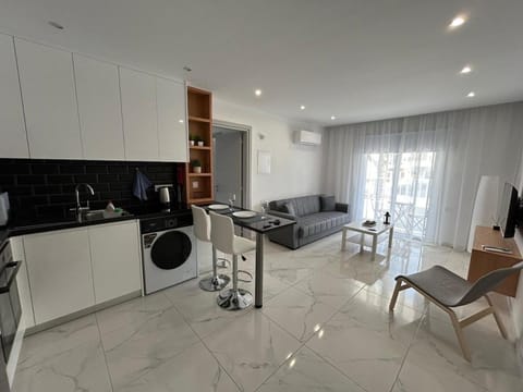 Kitchen or kitchenette, oven, toaster, washing machine