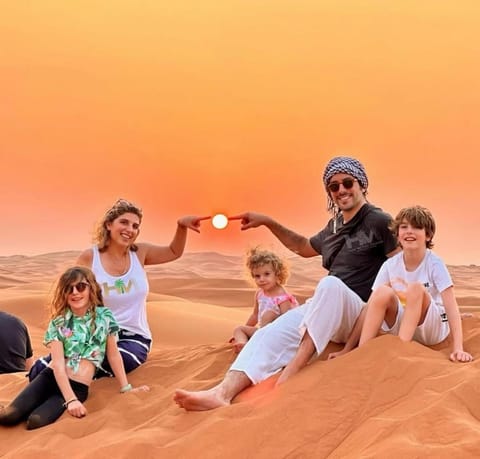 Natural landscape, Sunset, children, Family