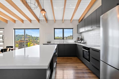 Kitchen or kitchenette, dishwasher, oven, stove