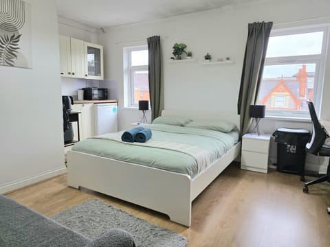 Bed, Kitchen or kitchenette, Seating area, Bedroom