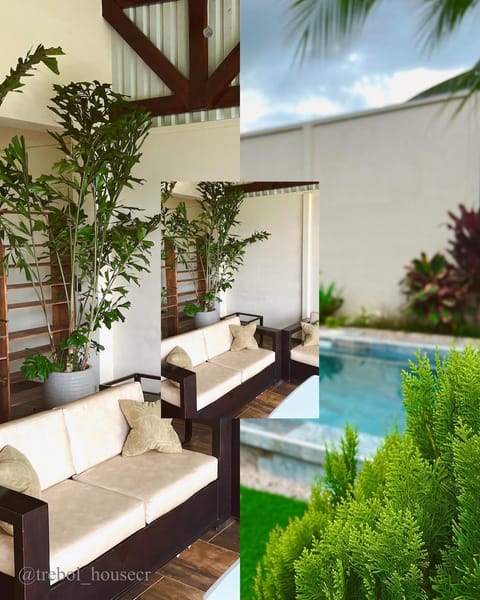 Natural landscape, Living room, Seating area, Garden view, Pool view