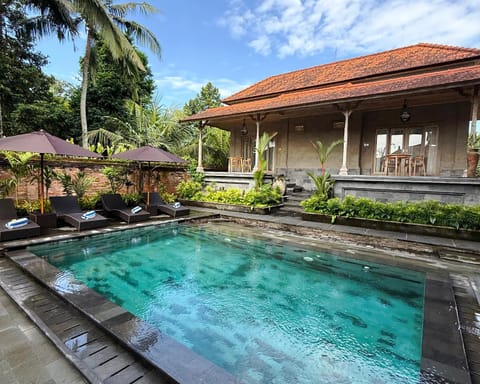 Property building, Swimming pool, sunbed