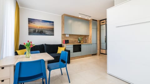Kitchen or kitchenette, Living room, Seating area, Dining area, stove