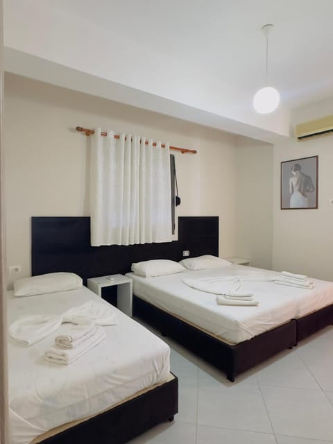 Bed, Bedroom, towels, air conditioner