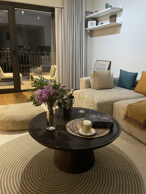 Night, Balcony/Terrace, Living room, Decorative detail, Seating area, air conditioner