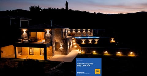 Property building, Night, Mountain view, Pool view, Swimming pool