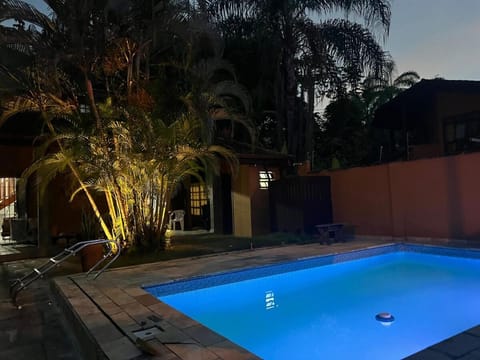 Night, Garden, Pool view, Swimming pool