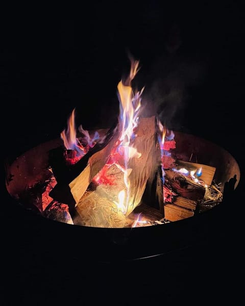 Night, Natural landscape, fireplace