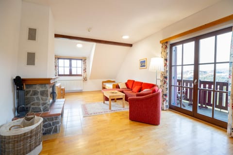 View (from property/room), Balcony/Terrace, Living room, Seating area, fireplace