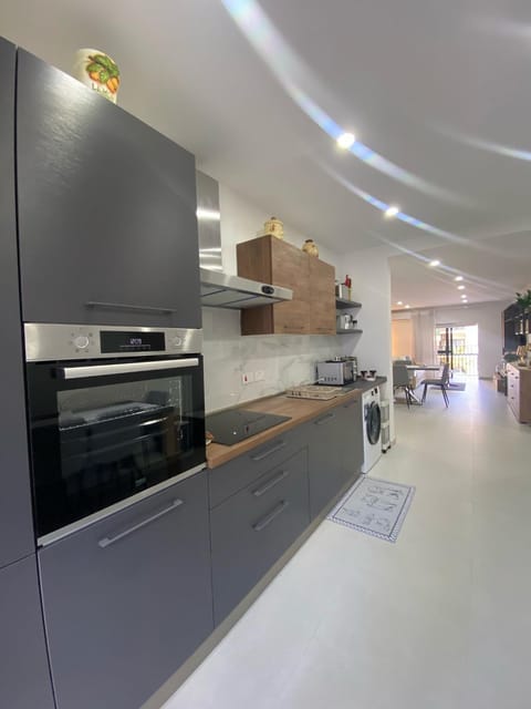 Kitchen or kitchenette, dishwasher, oven, stove