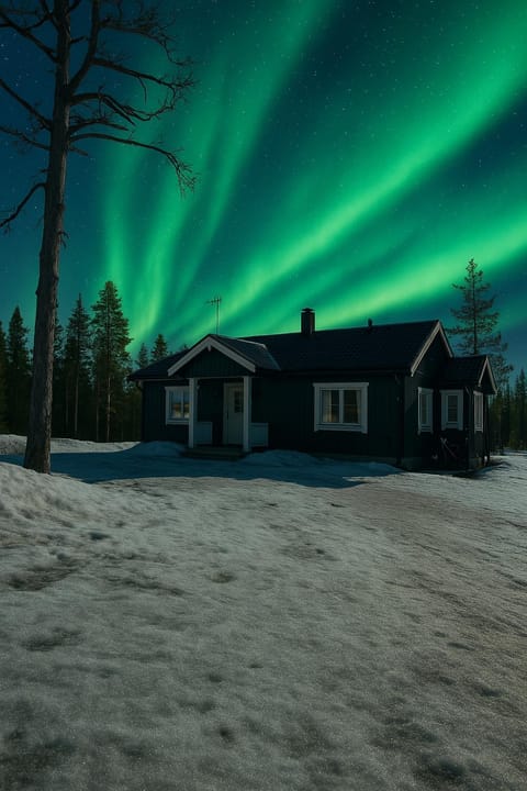 Property building, Night, Winter