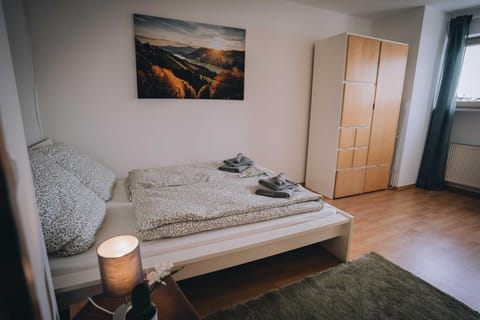 Bed, Photo of the whole room, Bedroom, towels, wardrobe