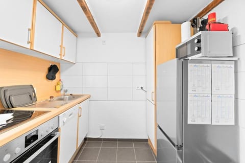 Kitchen or kitchenette, dishwasher, oven, stove