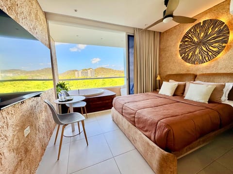 Bed, Natural landscape, Balcony/Terrace, Bedroom