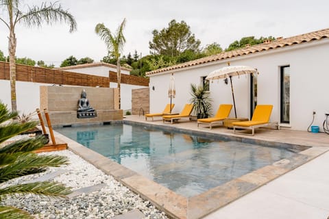 Property building, Living room, Swimming pool