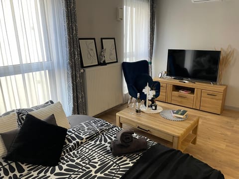 Bed, TV and multimedia, Living room, Seating area, Bedroom