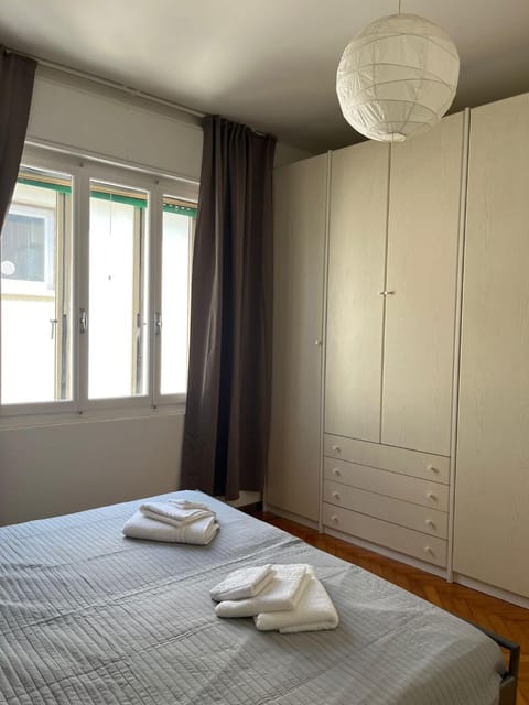 Bed, Photo of the whole room, Bedroom, towels, wardrobe