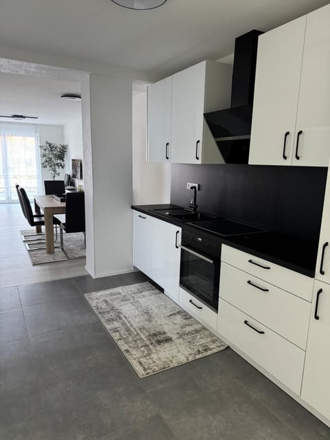 Kitchen or kitchenette, dishwasher, stove