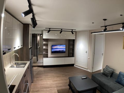 Communal lounge/ TV room, TV and multimedia, Kitchen or kitchenette, Living room, Photo of the whole room, Seating area, Evening entertainment, oven