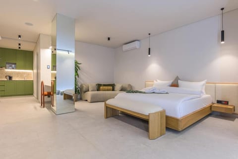 Bed, Photo of the whole room, Bedroom, towels, air conditioner