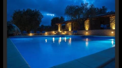Night, Pool view, Swimming pool, Swimming pool