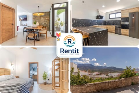 Bed, Natural landscape, Kitchen or kitchenette, Photo of the whole room, Dining area, Bedroom, Mountain view