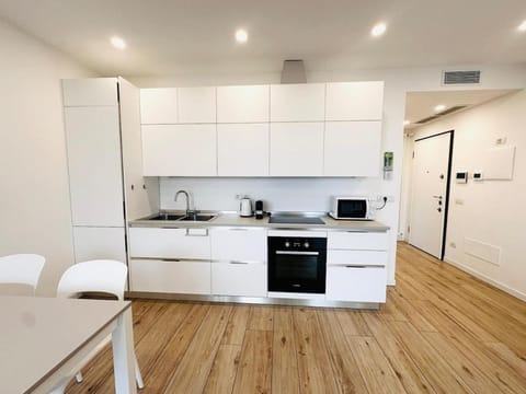 Kitchen or kitchenette, dishwasher, oven, stove