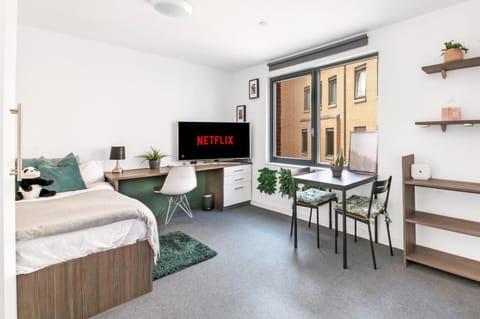 Bed, TV and multimedia, Seating area, Bedroom