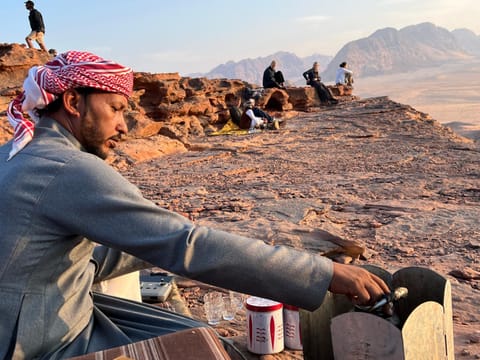 People, Natural landscape, Hiking, Mountain view, group of guests