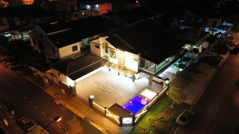 Property building, Night, Swimming pool