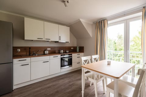 Kitchen or kitchenette, dishwasher, oven, stove