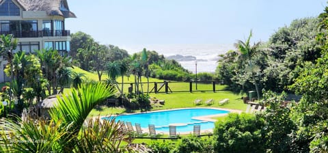 Property building, Day, Garden, Garden view, Pool view, Sea view, Swimming pool