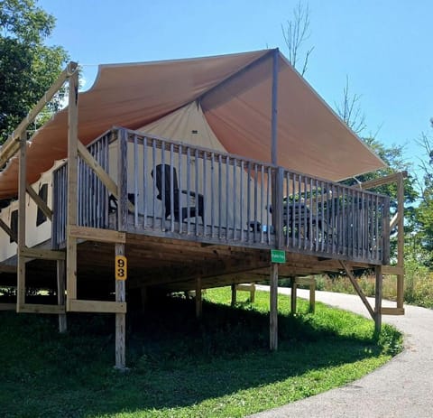 Sensational Tented Cabin Nestled Amidst Trees and Fire Pit Provided in Logan, Ohio Cabin in Logan