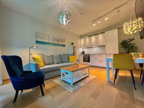 Kitchen or kitchenette, Living room, Seating area, Dining area, stove