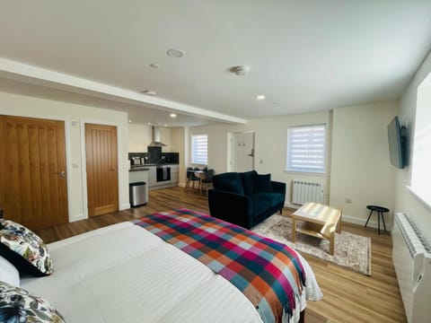Communal lounge/ TV room, Bed, Kitchen or kitchenette, Photo of the whole room