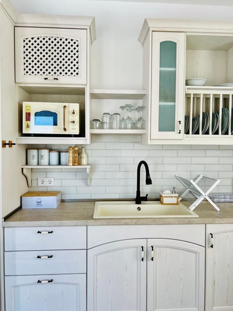 Kitchen or kitchenette, stove