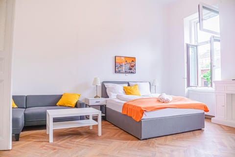 Property building, Bed, Seating area, Bedroom