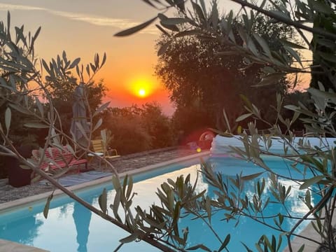 Pool view, Sunset