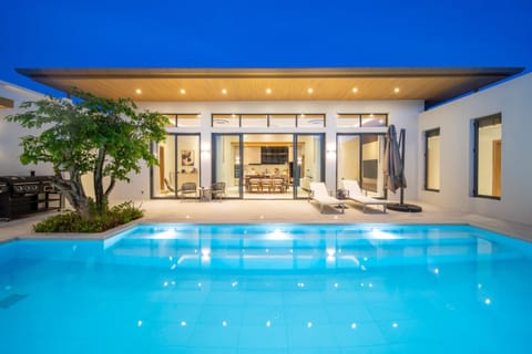 Property building, Night, Pool view, Swimming pool