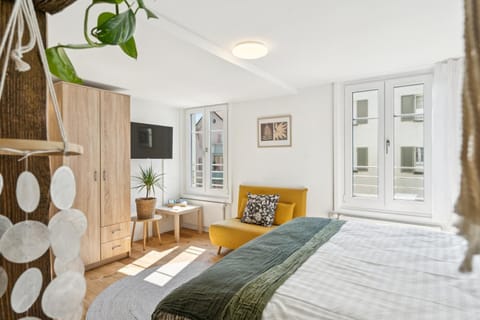 Bed, TV and multimedia, Living room, Photo of the whole room, Seating area, Bedroom