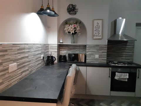 Coffee/tea facilities, Kitchen or kitchenette, oven, stove