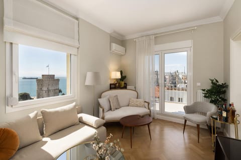 Living room, Seating area, Sea view