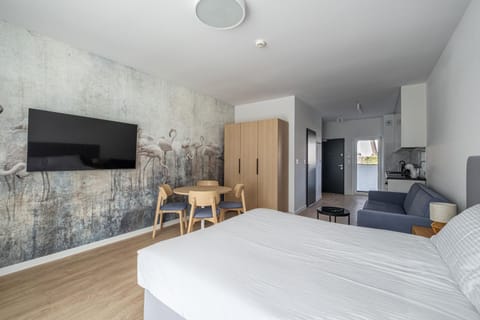 Bed, TV and multimedia, Photo of the whole room, wardrobe