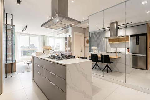 Kitchen or kitchenette, stove