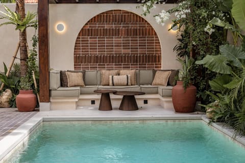 Patio, Natural landscape, Seating area, Garden view, Pool view, Swimming pool